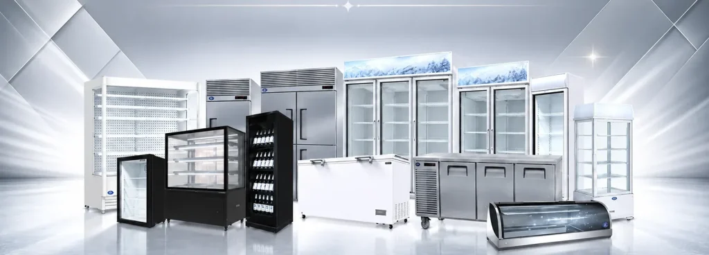 Các dòng tủ mát, tủ đông, bàn inox và tủ trưng bày Sanden